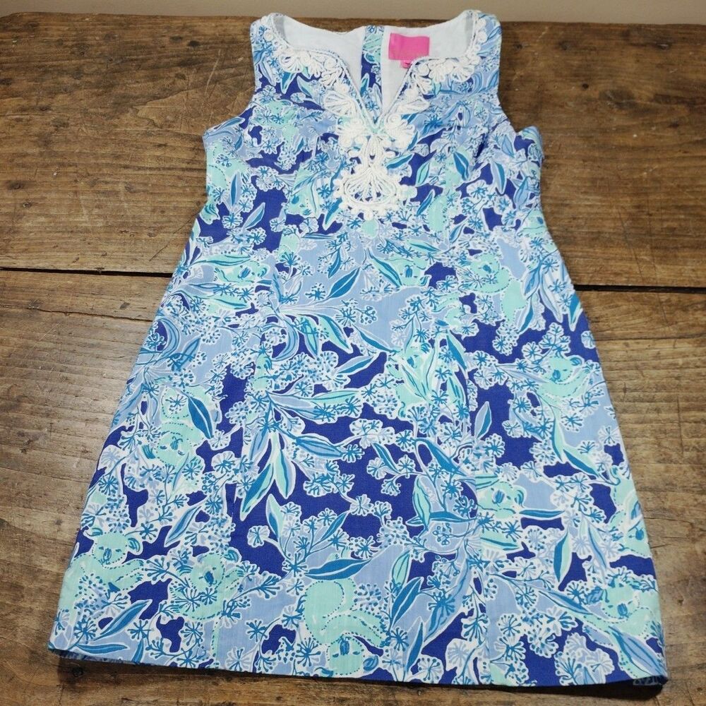 Lilly Pulitzer Dress Gabby Shift Koalafications Blue Sleeveless Tropical